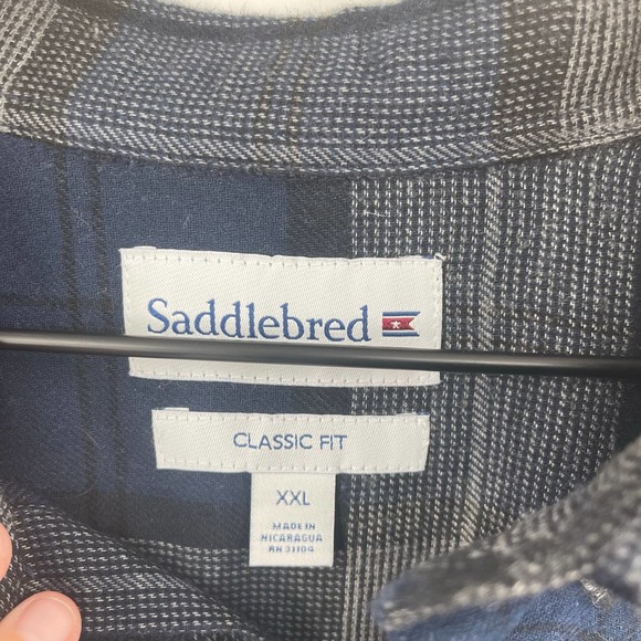 Saddlebred Blue and Gray Plaid Casual Button Down Shirt - Picture 3 of 11